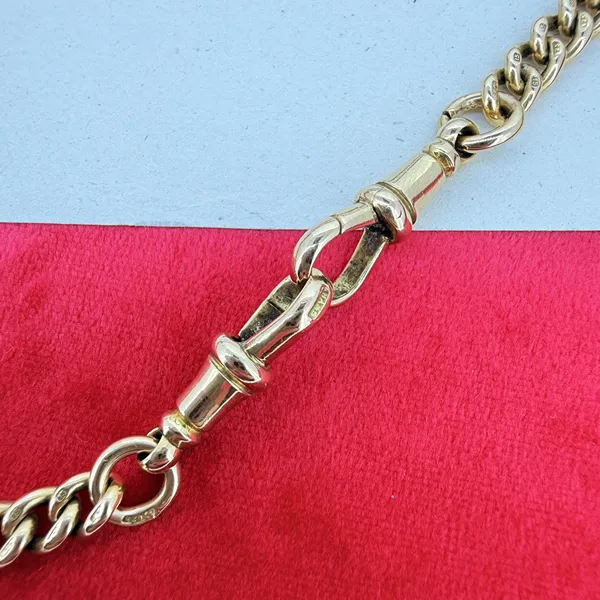 Antique 15ct Yellow Gold Curb Albert Chain — image 6