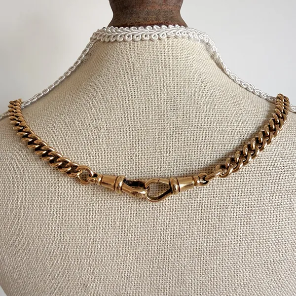 Antique 15ct Yellow Gold Curb Albert Chain — image 10