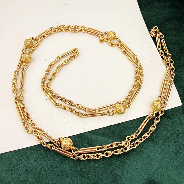 Antique 15ct Yellow Gold Long Guard Chain — image 3