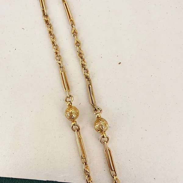 Antique 15ct Yellow Gold Long Guard Chain — image 4