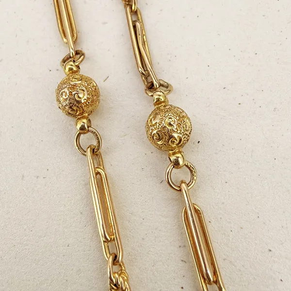 Antique 15ct Yellow Gold Long Guard Chain — image 5