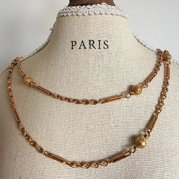 Antique 15ct Yellow Gold Long Guard Chain — image 9