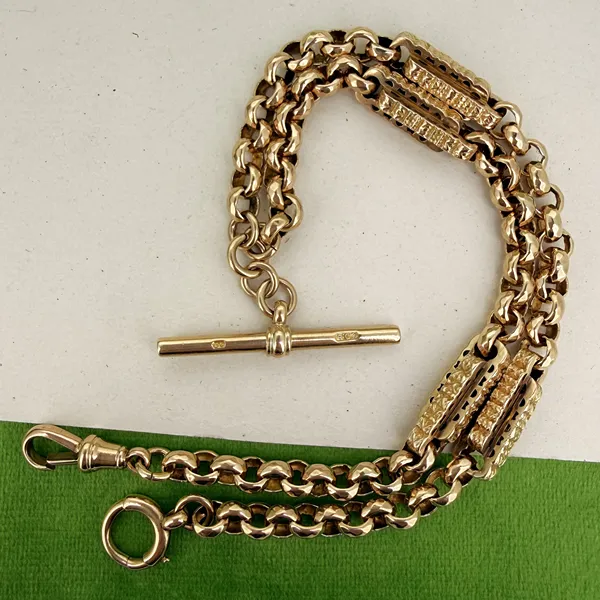 Antique 9ct Gold Fancy Belcher Albert Chain — image 2