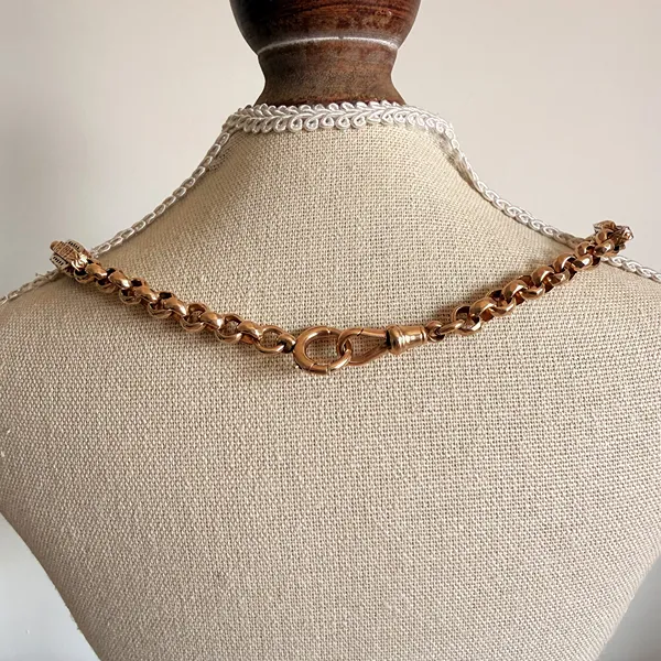 Antique 9ct Gold Fancy Belcher Albert Chain — image 11
