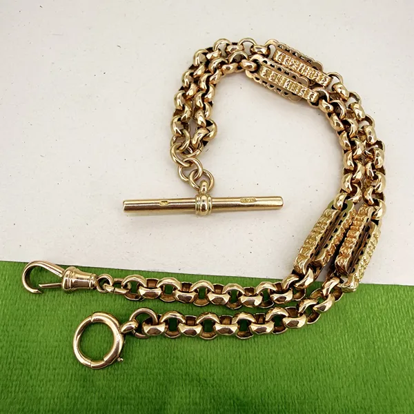 Antique 9ct Gold Fancy Belcher Albert Chain — image 3