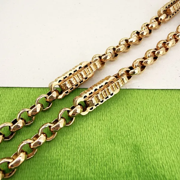 Antique 9ct Gold Fancy Belcher Albert Chain — image 6