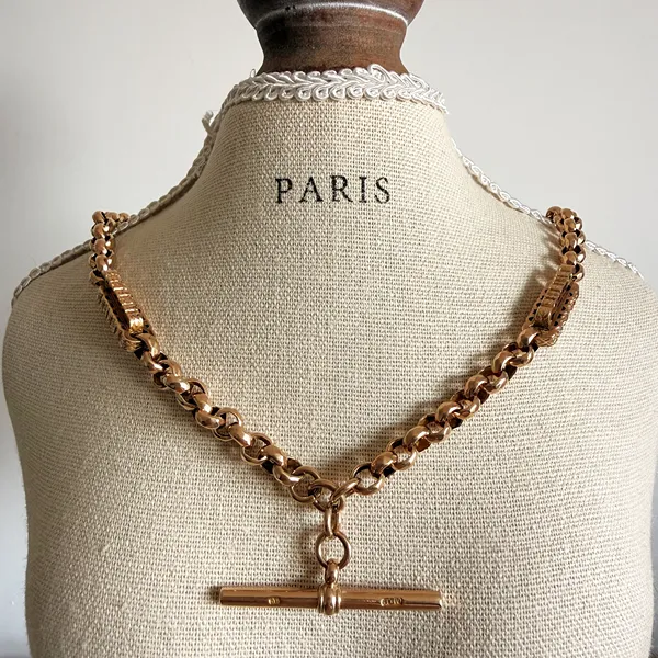 Antique 9ct Gold Fancy Belcher Albert Chain — image 9