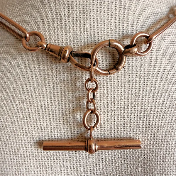 Antique 9ct Rose Gold Trombone Albert Chain — image 13