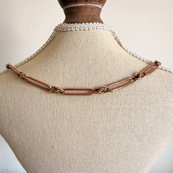 Antique 9ct Rose Gold Trombone Albert Chain — image 16