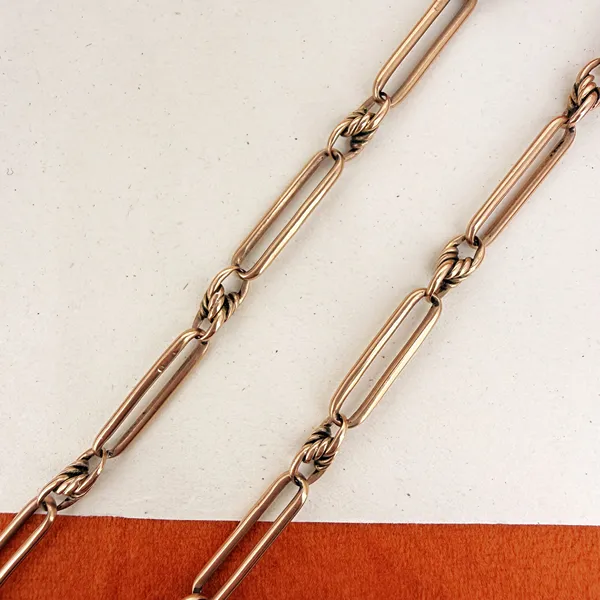 Antique 9ct Rose Gold Trombone Albert Chain — image 7