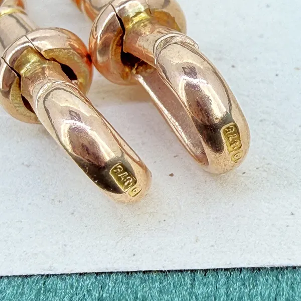 Antique 9ct Rose Gold Trombone Link Albert Chain — image 8