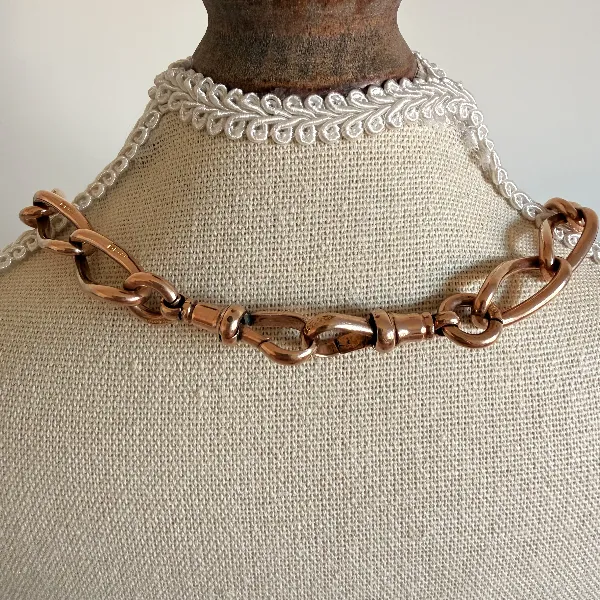 Antique 9ct Rose Gold Twisted Oval Curb Albert Chain — image 12