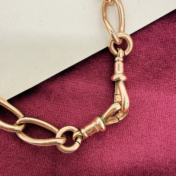 Antique 9ct Rose Gold Twisted Oval Curb Albert Chain — image 7