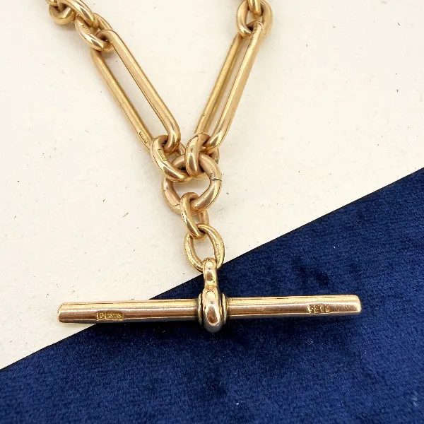 Antique 9ct Yellow Gold Fetter Link Albert Chain — image 4