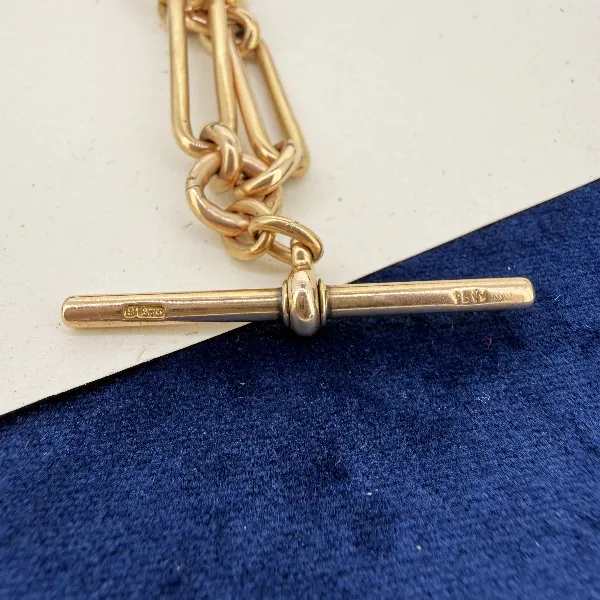 Antique 9ct Yellow Gold Fetter Link Albert Chain — image 5