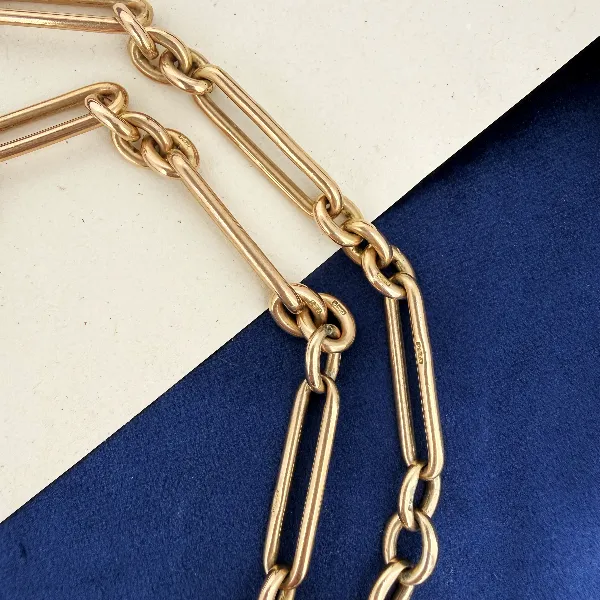 Antique 9ct Yellow Gold Fetter Link Albert Chain — image 6