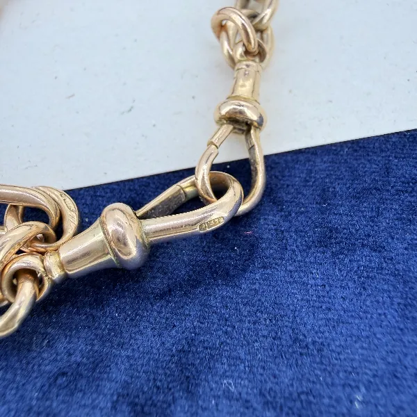 Antique 9ct Yellow Gold Fetter Link Albert Chain — image 8