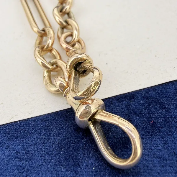 Antique 9ct Yellow Gold Fetter Link Albert Chain — image 9