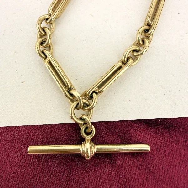 Antique 9ct Yellow Gold Trombone Albert Chain — image 4