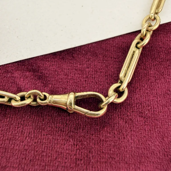 Antique 9ct Yellow Gold Trombone Albert Chain — image 6