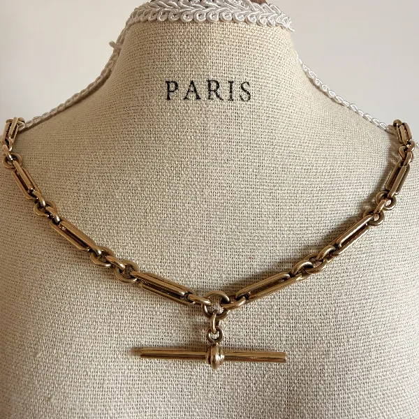 Antique 9ct Yellow Gold Trombone Albert Chain — image 9