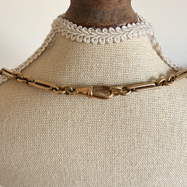 Antique 9ct Yellow Gold Trombone Albert Chain — image 10