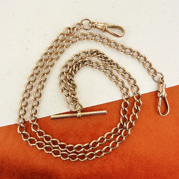 Antique 9ct Rose Gold Albert Chain, Birmingham 1941 — image 2
