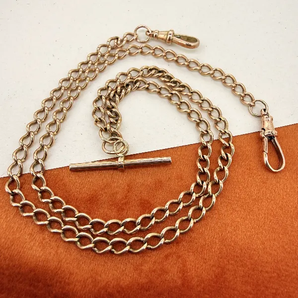 Antique 9ct Rose Gold Albert Chain, Birmingham 1941 — image 3
