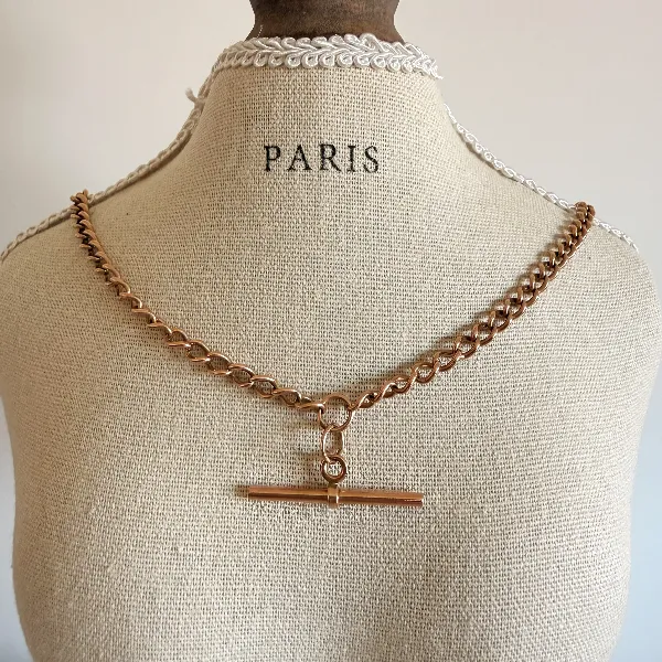 Antique 9ct Rose Gold Albert Chain, Birmingham 1941 — image 8