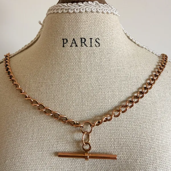 Antique 9ct Rose Gold Albert Chain, Birmingham 1941 — image 9