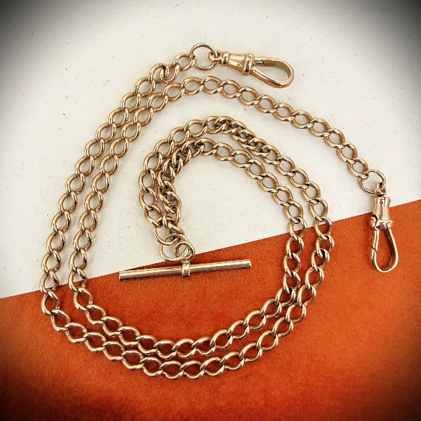 Antique 9ct Rose Gold Albert Chain, Birmingham 1941