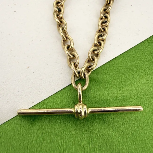 9ct Yellow Gold Fancy Rolo Albert Chain, Birmingham 1993 — image 3