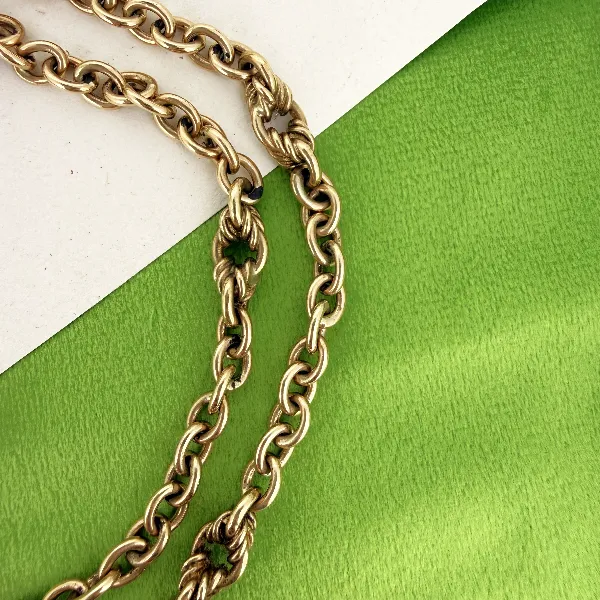 9ct Yellow Gold Fancy Rolo Albert Chain, Birmingham 1993 — image 4