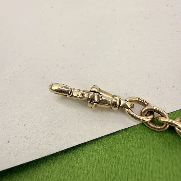 9ct Yellow Gold Fancy Rolo Albert Chain, Birmingham 1993 — image 6