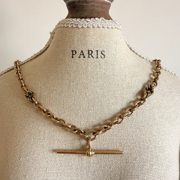 9ct Yellow Gold Fancy Rolo Albert Chain, Birmingham 1993 — image 7
