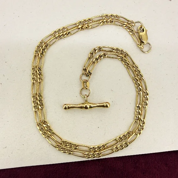 Vintage 9ct Yellow Gold Albert Style Figaro Chain, Birmingham 1995 — image 2