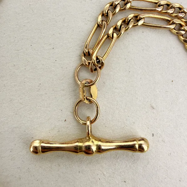 Vintage 9ct Yellow Gold Albert Style Figaro Chain, Birmingham 1995 — image 4