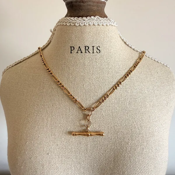 Vintage 9ct Yellow Gold Albert Style Figaro Chain, Birmingham 1995 — image 7