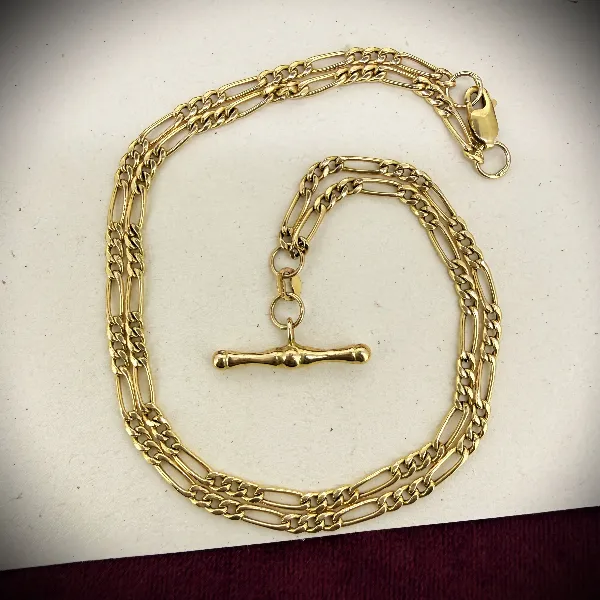 Vintage 9ct Yellow Gold Albert Style Figaro Chain, Birmingham 1995
