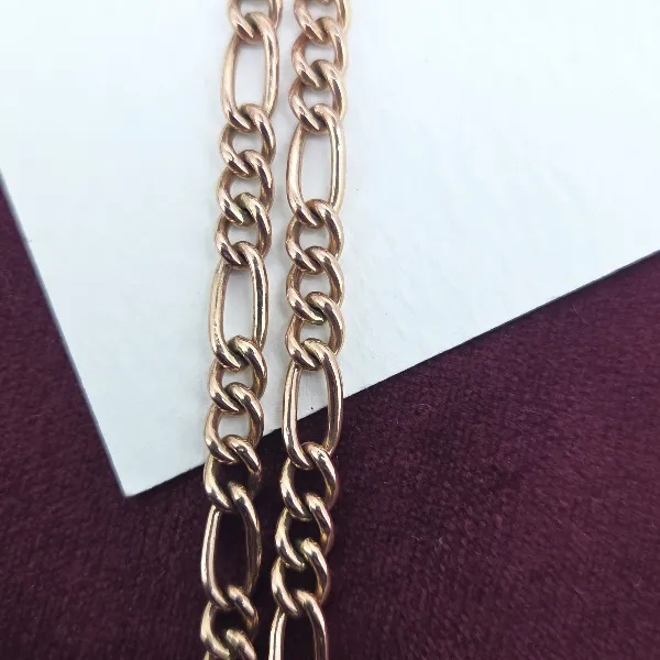 9ct Rose Gold Vintage Figaro Albert Chain — image 4