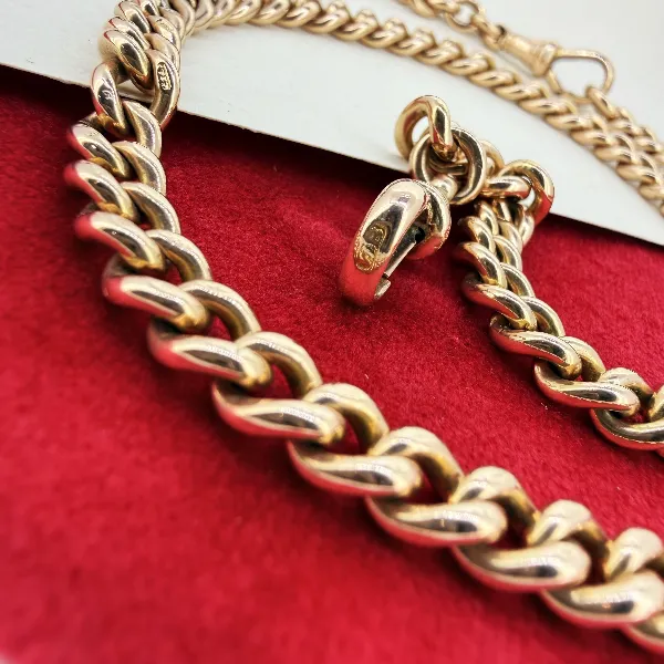 Heavy 9ct Rose Gold Albert Chain with Removable T-Bar  — image 11