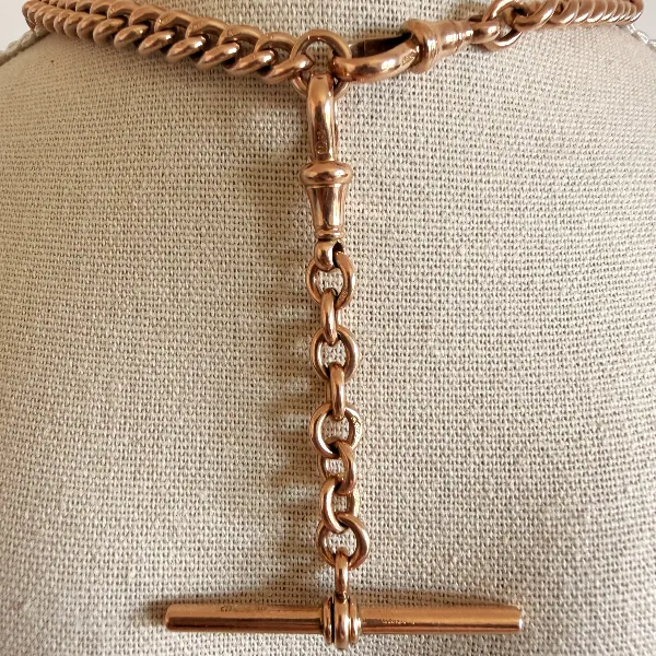 Heavy 9ct Rose Gold Albert Chain with Removable T-Bar  — image 17