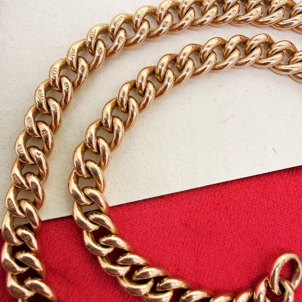 Heavy 9ct Rose Gold Albert Chain with Removable T-Bar  — image 7