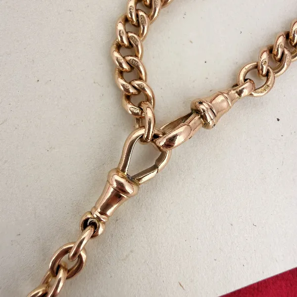 Heavy 9ct Rose Gold Albert Chain with Removable T-Bar  — image 9