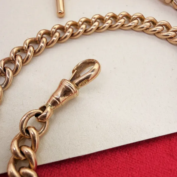 Heavy 9ct Rose Gold Albert Chain with Removable T-Bar  — image 10