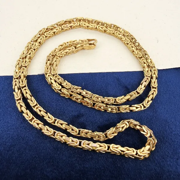 Italian 9ct Yellow Gold Byzantine Chain — image 4