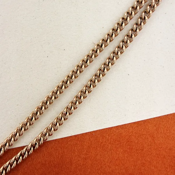 Vintage 9ct Rose Gold Curb Link Albert Chain — image 5