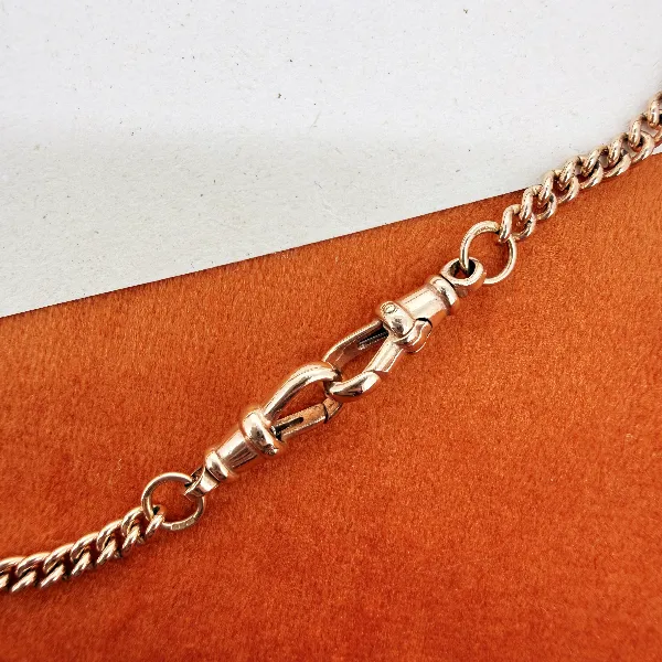 Vintage 9ct Rose Gold Curb Link Albert Chain — image 6