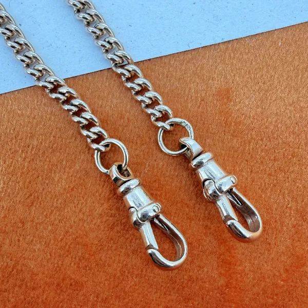 Vintage 9ct Rose Gold Curb Link Albert Chain — image 7