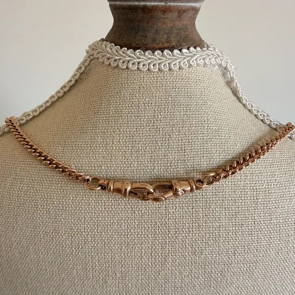 Vintage 9ct Rose Gold Curb Link Albert Chain — image 10
